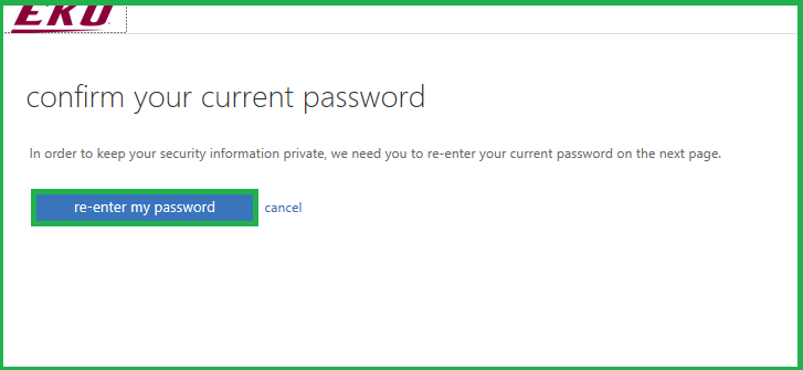 Click re-enter my password